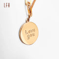LFH Real 18k Gold Personalized Letters Hollow Necklace Fine Jewelry 18k Solid Gold Casual Good Luck Letters Hollow Chain