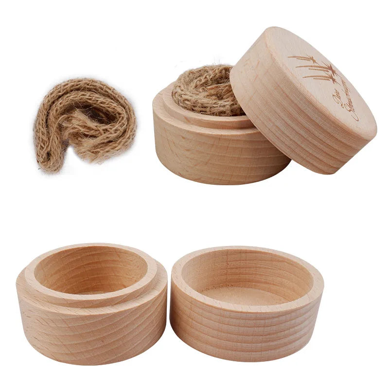 Small Round Wooden Storage Box Handmade Jewelry Candy Ring Earrings Storage Box Vintage Decorative Natural Craft Storage Case