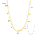 FUAMAY Silver Pear Baguette Round Cushion Shape Diamond 925 Herringbone Chokers Necklaces Woman Ladies