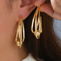 Punk Style Gold Color U-Shaped Multi-Layered Exaggerated Earring