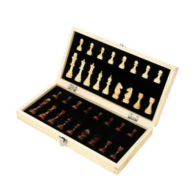 Exclusive Deluxe Wooden Chess and Checker Table Outerdoor Checkers Board Game Resin Chess Pieces 34 Pieces Wood Chessmen Pieces