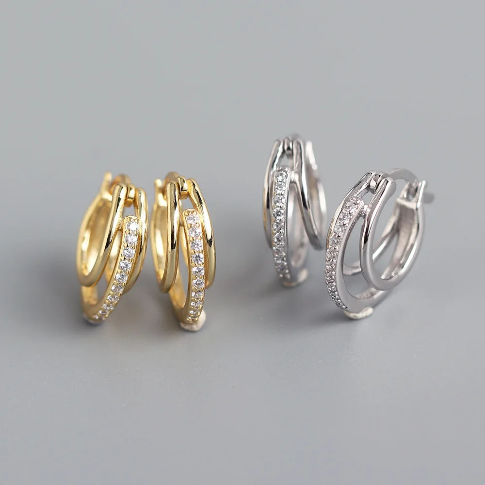 High Quality New Design INS 925 Sterling Silver Jewelry Cubic Zirconia Hoop Earrings Women