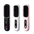 2-in-1 Ceramic Hot Comb Rechargeable Heating Hair Straightening Cordless Brush Portable Mini Hair Straightener for Household Use