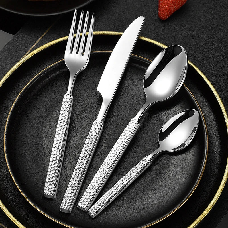 Luxury Knife Spoons and Fork Flatware Set Elegant Stainless Steel Flatware Sets Flatware Sets for Presents
