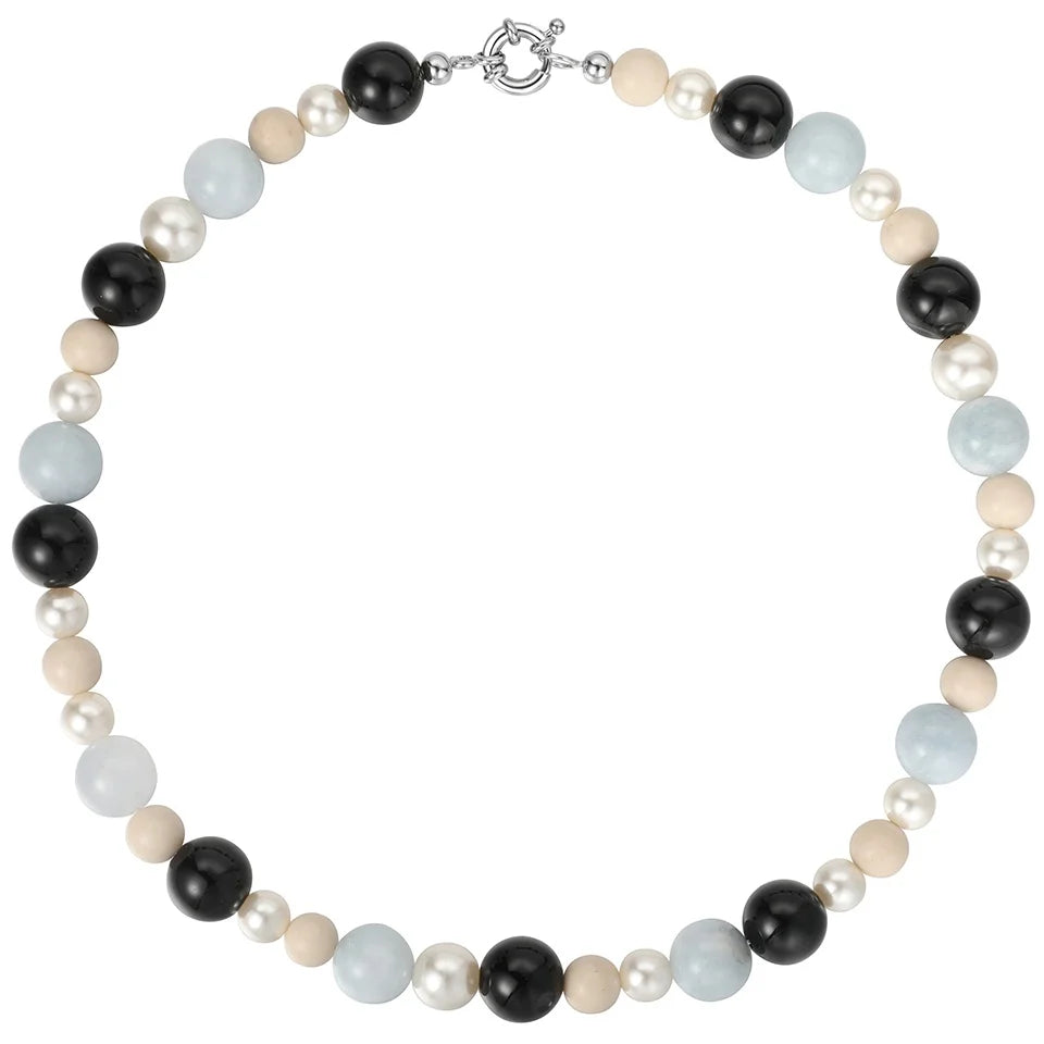 Original Design New Natural Aquamarine Stone Shiny Pearl Strand Beads for Women Jewelry Gifts Customized