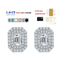 S93 Abiding Jewelry Factory 925 Sterling Silver Emerald Cut Moissanite Diamond Double Halo Stud Earrings With Cubic Zirconia