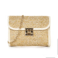 Women's Small Square Bag with Woven Pattern Lock Metal Tassel Casual Simple Style Flap Closure Chain Decoration for Mobile Phone