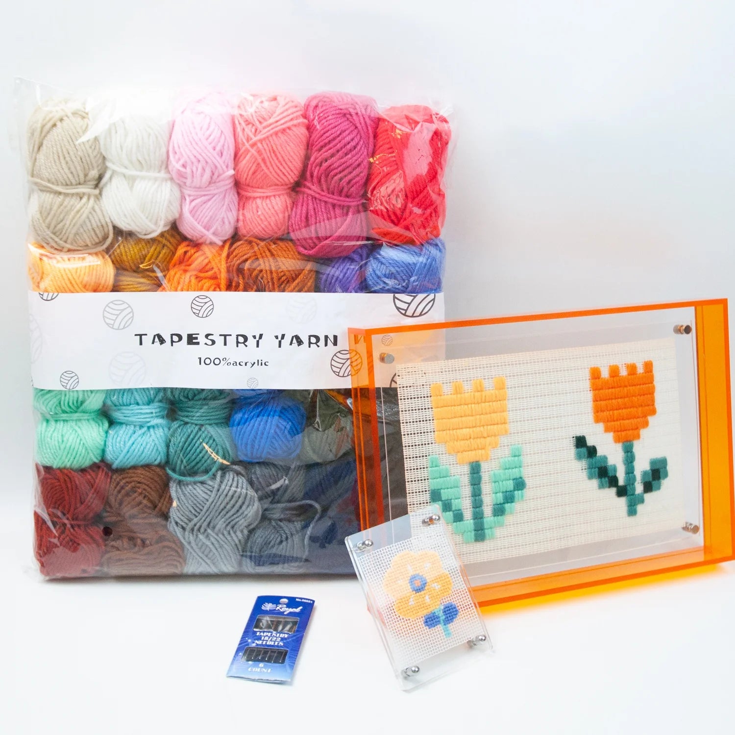 24 Colors High-quality Tapestry Yarn 25g Per Roll 100% Acrylic with 6 Pcs Sewing Needles for DIY Craft Knitting