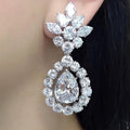 Newly-designed Women Wedding Earrings Fashion Teardrop CZ Design Temperament Lady's Dangle Earrings for Party Jewelry