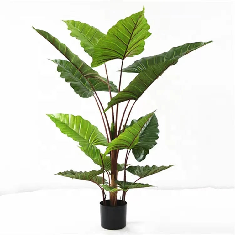 Green Design Home Garden Decoration Artificial Bonsai Taro Tree Indoor and Outdoor Plastic Plant for Christmas Decorations