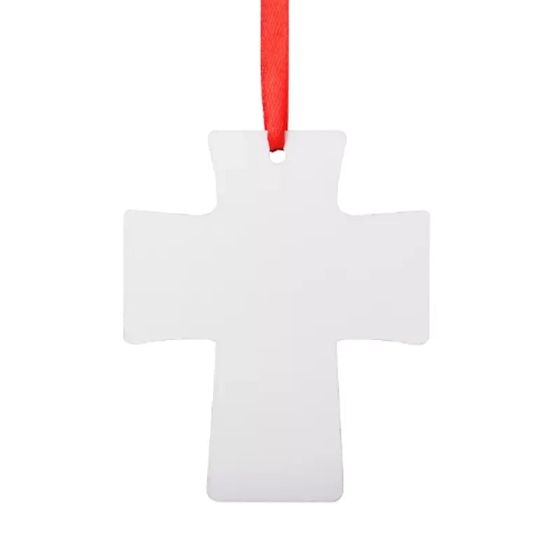 Qualisub 1mm Thick Aluminum Cross Sublimation Christmas Ornaments Blank Double Sided Printing Sublimation Metal Ornament