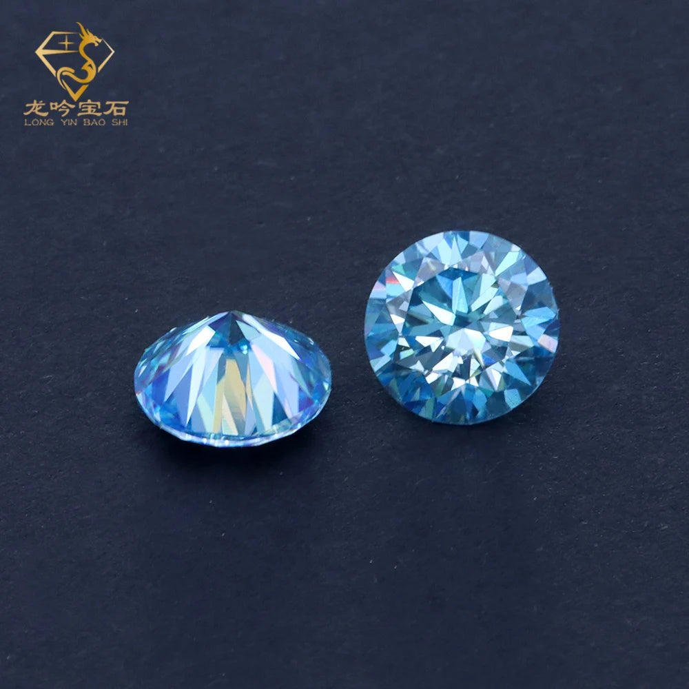 High Quality Round Moissanite Sea Blue Color VVS GRA Moissanite Diamond Loose Gemstones for Moissanite Jewelry