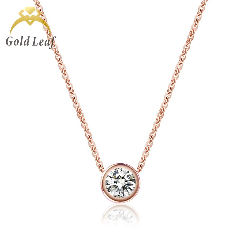 Goldleaf Jewelry 925 Silver Rose Gold Plated Multicolor Gemstone Pendant Moissanite Necklace for Women for Wedding or Gift