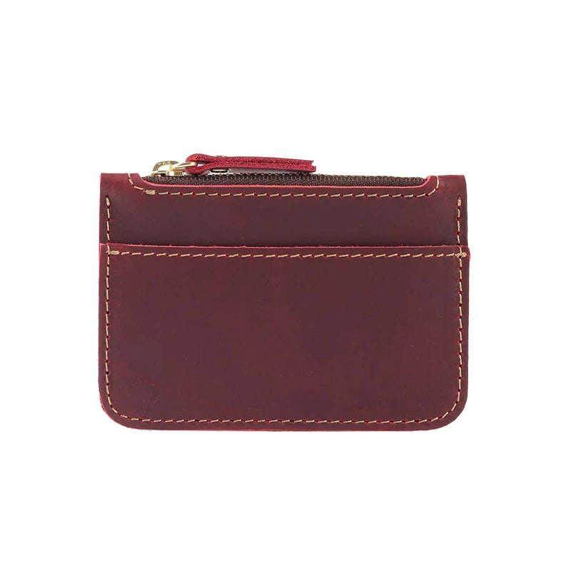 Wholesale Custom Men Vintage Genuine Cow Leather Credit Card Holder Women Minimalist Crazy Horse Leather Coins Purse Slim Wallet