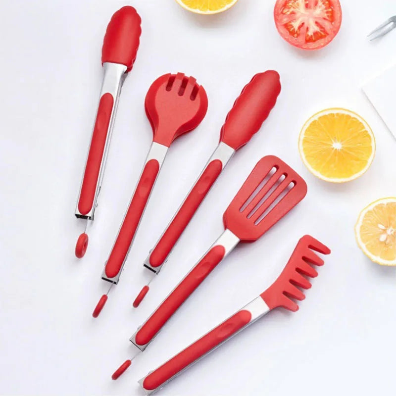 Diverse Shaped Silicone Kitchen Tongs Heat Resistant BBQ Cooking Grilling Food Snake & Steel Lifting Ice Tongs