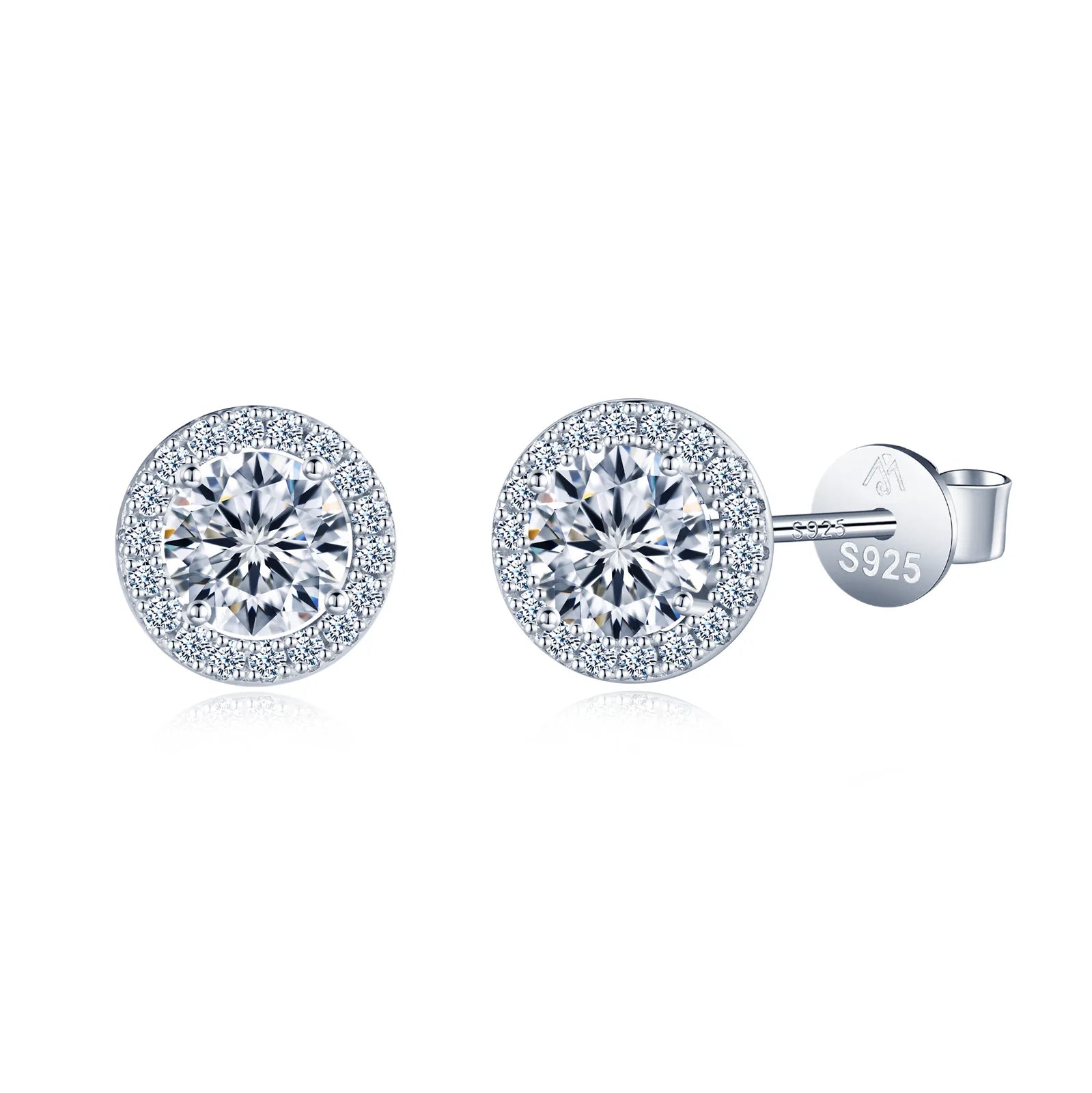 925 Sterling Silver Fine Stud Earrings for Ladies Women's Moissanite Earrings