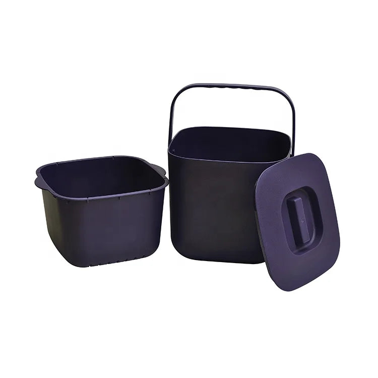 4L/7L Factory Wholesale Kitchen Wall Mounted Plastic Square Compost Pail With Filter Lid for Kitchen Countertop Compo