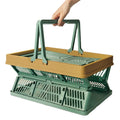 2022 New Foldable Picnic Basket Collapsible Storage Crates Stackable Storage Container Basket Grocery Shopping Basket