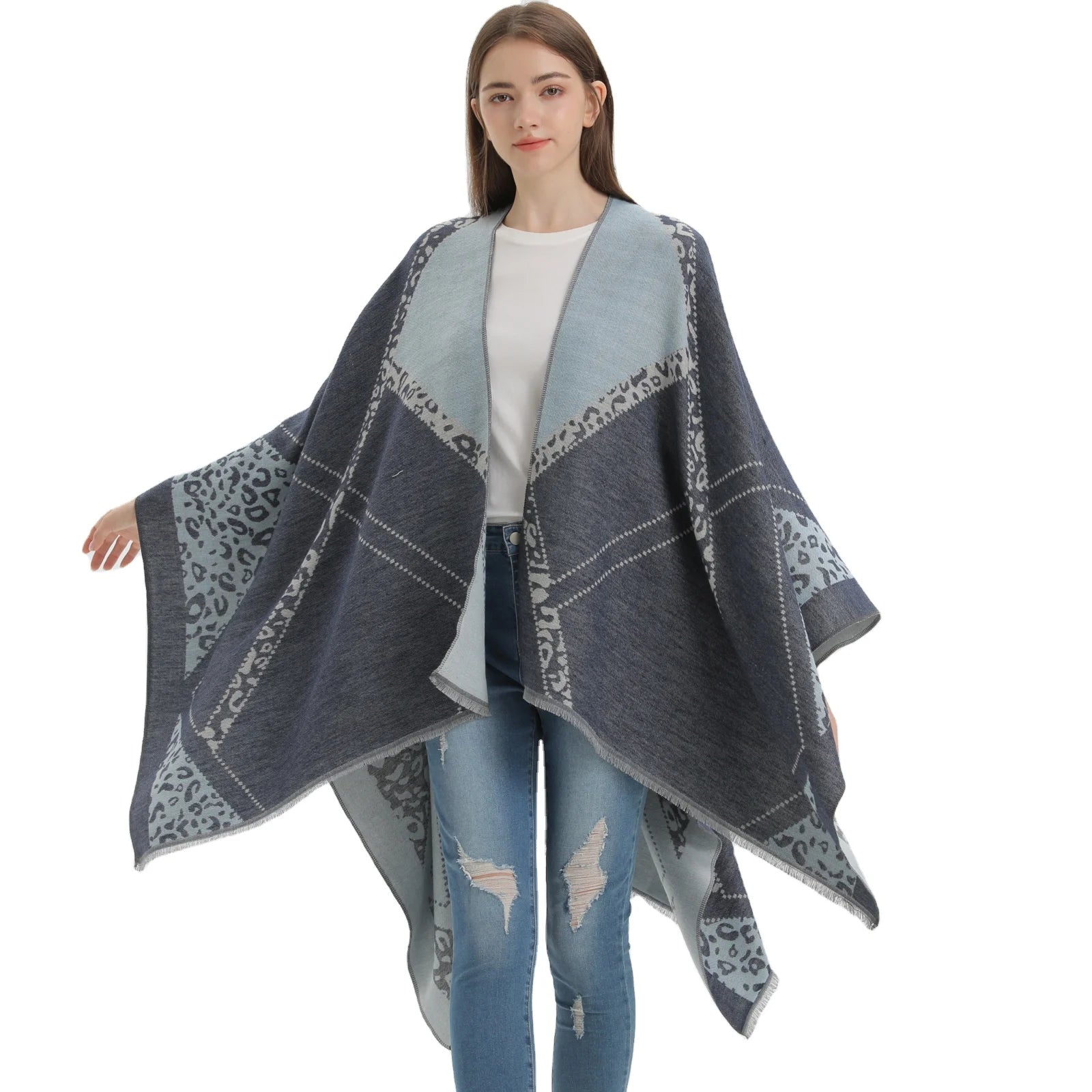 Wholesale Ladies Newest Rhombic Full Pattern Cashmere Coat Fashion Winter Warm Pashmina Scarf Shawls Women Cashmere Ponchos