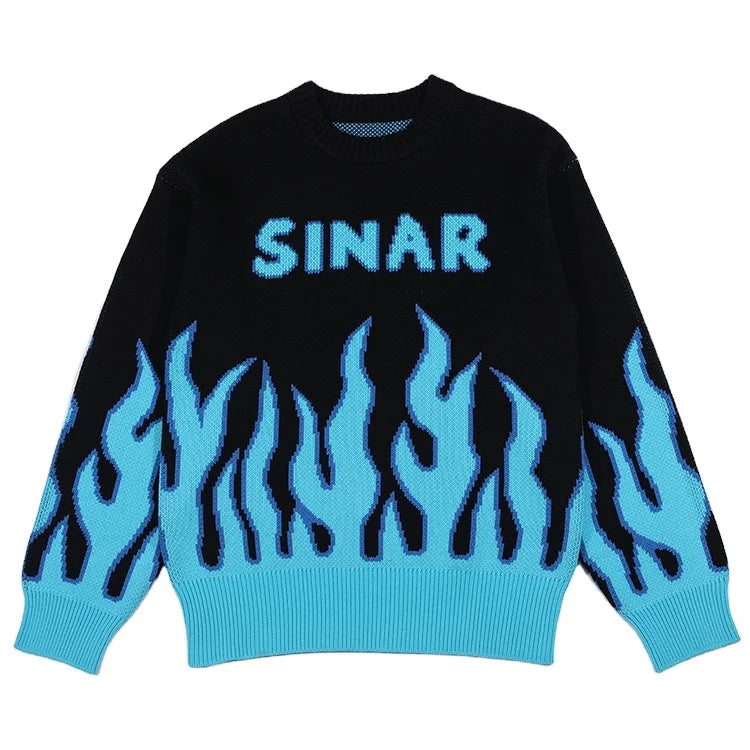 Custom LOGO OEM & ODM Men Sweater Pullover Jacquard Pattern Knit Top Long Sleeve Crew Neck Cotton Knitwear Winter Sweater Men