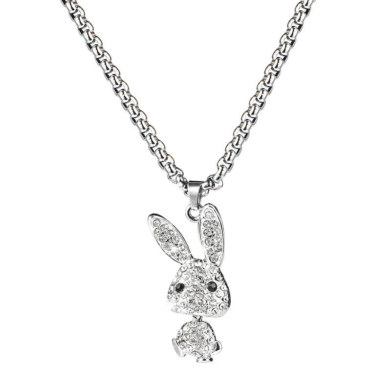 SC New Design Rhinestone Necklace Fashion Crystal Necklace Full Diamond Zircon Animal Rabbit Pendant Necklace