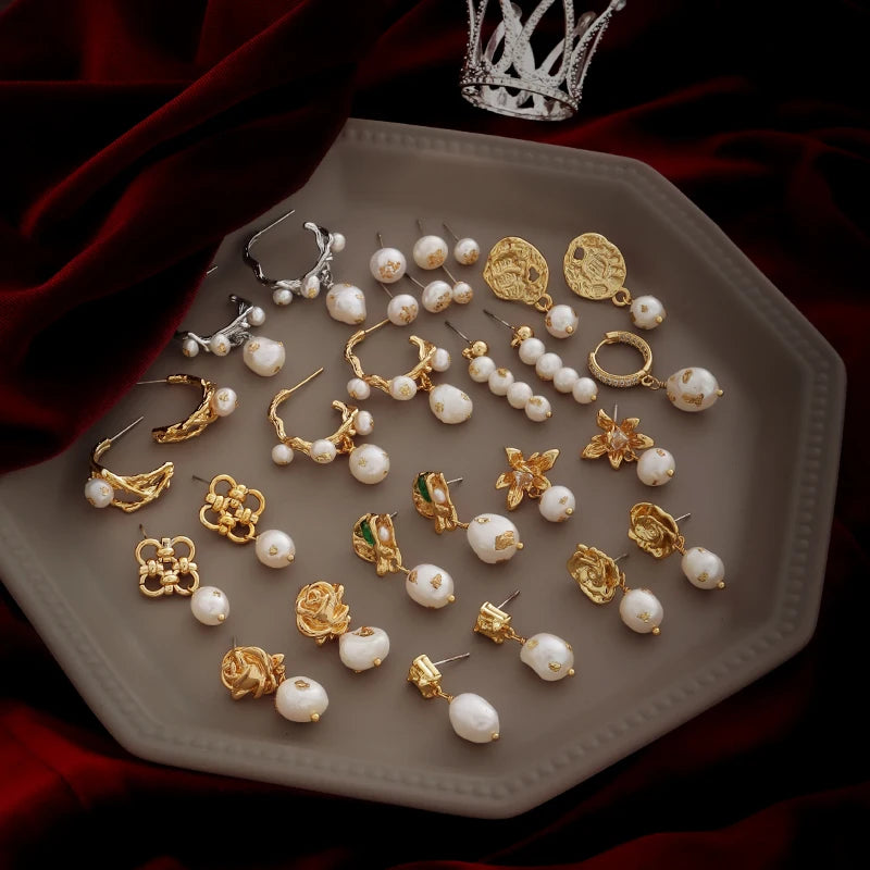 Wholesale Trendy Jewelry 18k Gold Plated Earrings Custom Natural Freshwater Pearl Drop Earrings for Women