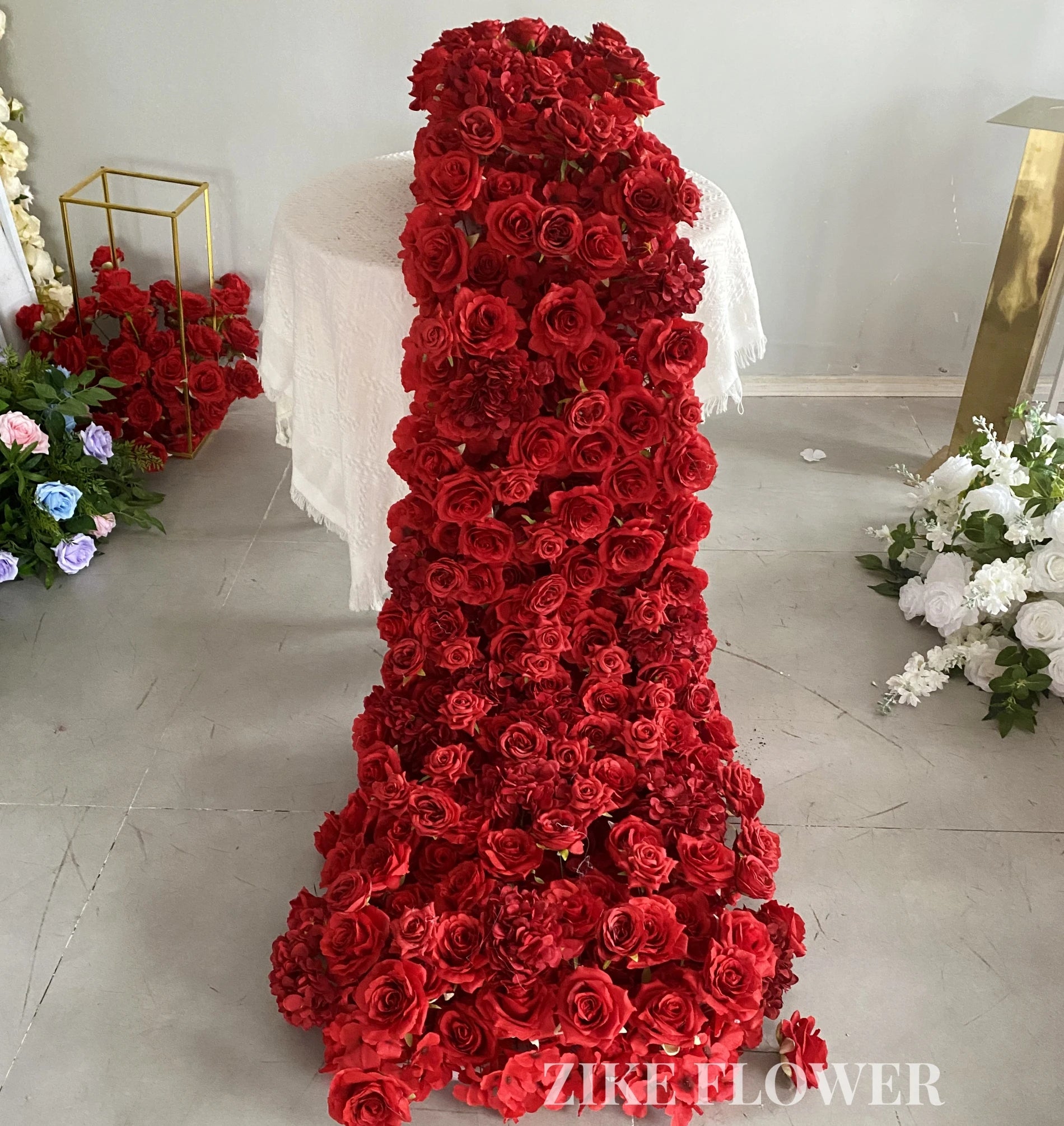 Walkway Decoration Centerpieces Silk Red Rose Artificial Flower Balls Wedding Flowers Runner Table Decorations for Events