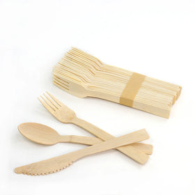 China Supplier Bamboo Cutlery Travel Set Disposable Biodegradable Bamboo Cutlery for Party