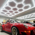 Gonengo Custom Auto Detailing Workshop LED Ceiling Light 6500K Hexagon Light for Garage White Emitting Light