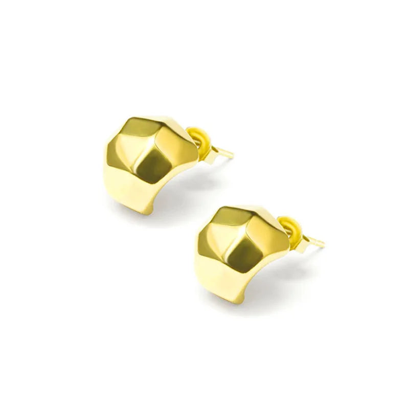 French Style Ins Jewelry Geometric Irregular Creative Diamond Women's Stainless Steel 18K Gold Plated Stud Earrings for Party