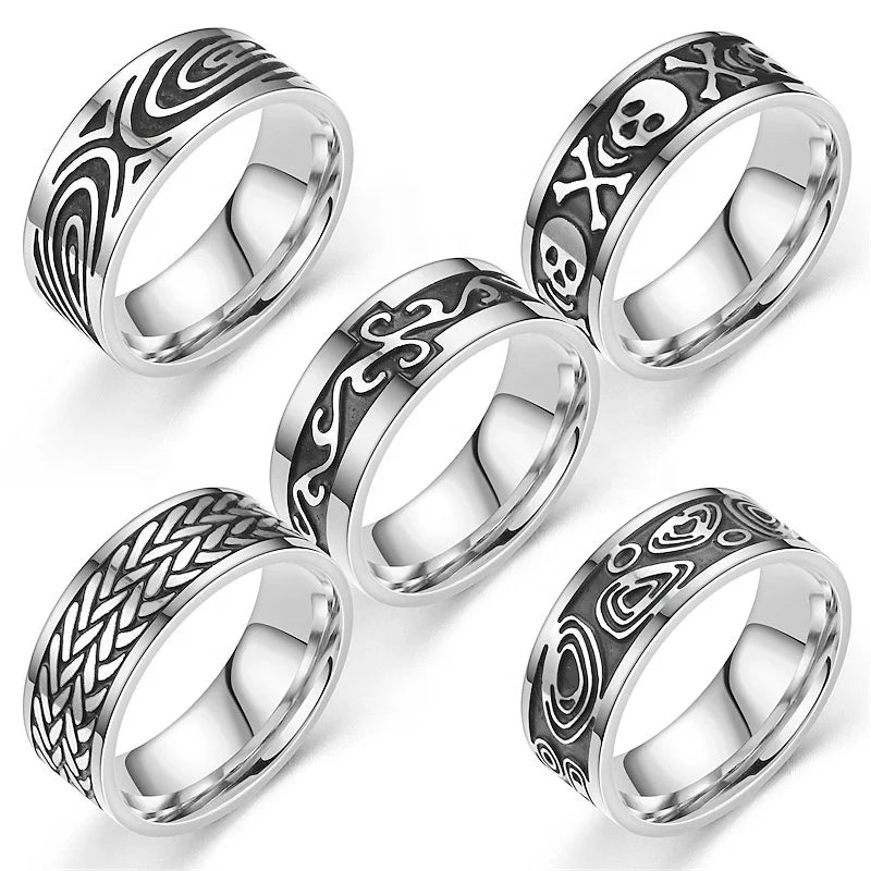 Retro Titanium Steel Jewelry Wholesale Fashion Sculpture Anointed Men's Stainless Steel Ring