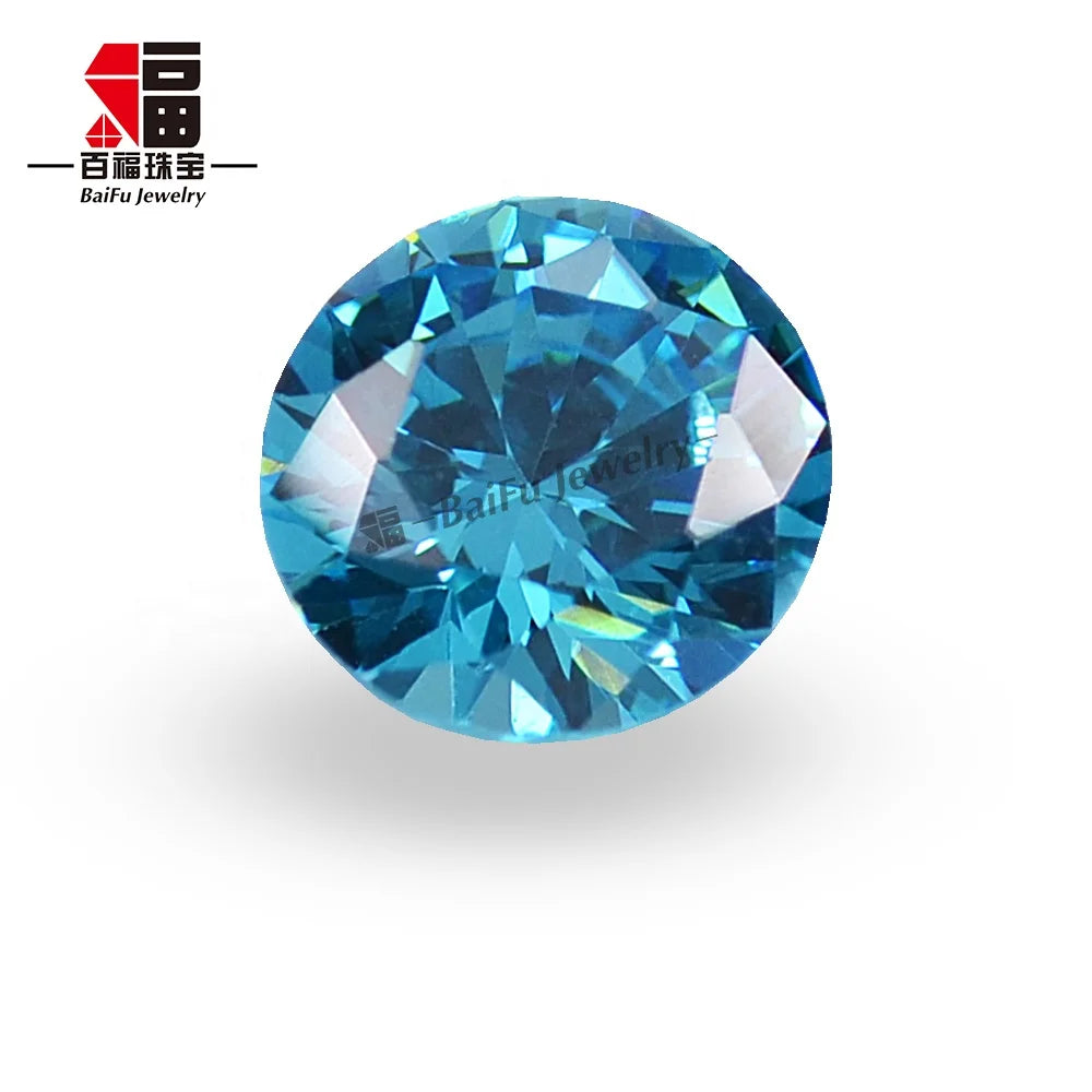 Baifu Jewelry Top Quality Loose Round Aquamarine Zircon Stone
