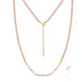 MPN05 Hot Sale Natural Rose Quartz White Freshwater Baroque Pearl Beads Chain Necklace Women Beaded 925 Silver Necklace