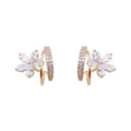 SC Gold Plated  Stud Earrings Set Shinning Diamond Zircon  Earrings  Elegant Flower Stud Earring Set for Women