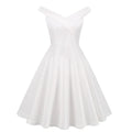 Wholesale Women Party Dress 2022 Elegant Vintage off Shoulder Sleeveless Dress Beige Retro Backless Swing Dress