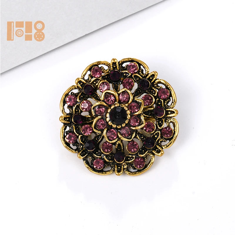 Vintage Style Crystal Flower Brooch Pin for Women 29 Designs Available-Fashionable Accessory