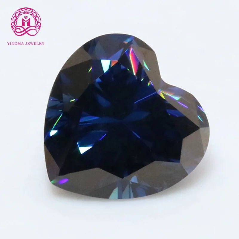 Hot Sale Heart Cut Lab Grown Gemstone Original Color Moissanite Blue Sapphire Moissanite for Jewelry Making