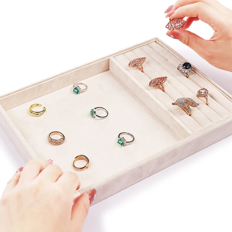 High Grade Velvet Small Ring Tray Luxury Jewelry Display Trays for Small Ring for Small Jewelry Container