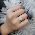 Wholesale Price Flower Shape 1ct Round D VVS1 Moissanite Simulated Diamond 925 Solid Silver Ring 18K Gold Plated
