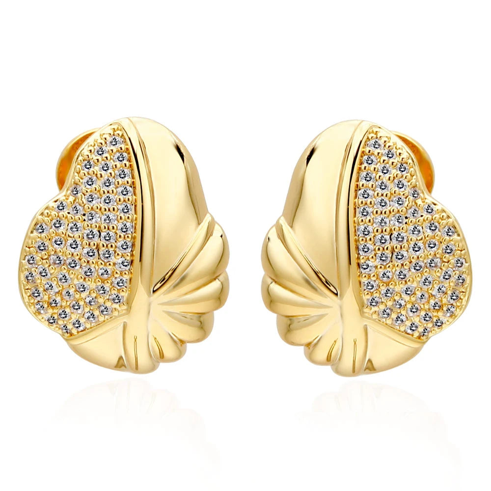 Beautiful lotus leaf crystal statement accessories earings jewelry women cubic zirconia ear cuffs earrings no piercing sparkle.