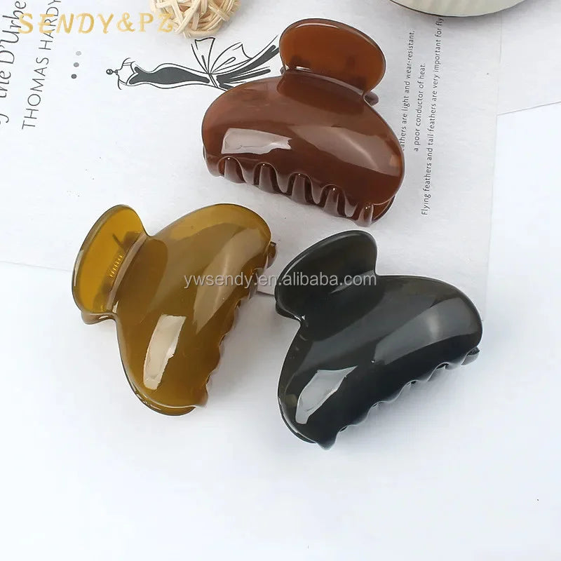 Wholesale French Vintage Simple Hair Accessories Jelly Color Small Plastic Hair Claw Clips Fashion Simple Girl Hair Clips