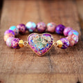 Gorgeous Hand-beaded Heart-shaped Elastic Bracelet Classic Natural Imperial Stone Bracelet Gifts for Women