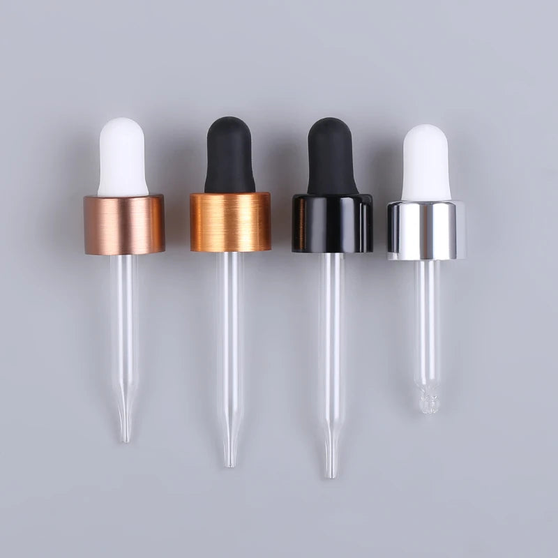 Wholesale Aluminium Screw Cap 18 20 400 410 415 Sizes with Glass Dropper for Cosmetic Oil Plastic Bottles
