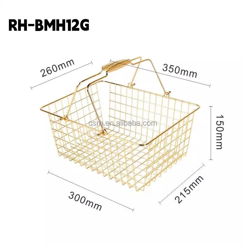 RH-BMH12G   350*260*150mm  12L   Golden Wire Shopping Basket