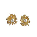 Fashion Stud Earrings Vintage Baroque Pearl Sunflower Stud Earrings Jewelry Modern Earings