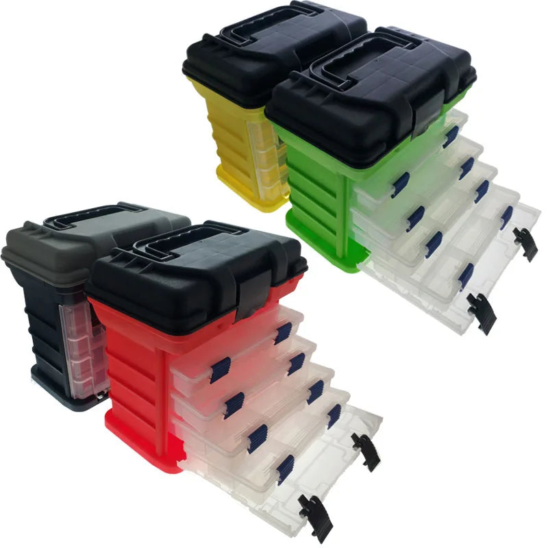 Large Capacity Fishing Tackle Box 4 Layers Storage Case Organizer Fishing Box Removable Dividers Fishing Tool Box