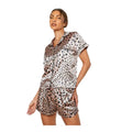 KY Leopard Print Thermal Satin Pyjama Short Ladies Nightwear Pajama Set for Women Spring Summer Luxury Elastic Waist