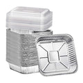 8''x 8'' Heavy Duty Disposable Aluminum Foil Containers Square Takeaway Food Tray Baking Pans with Plastic Lid