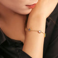 Dainty Stainless Steel Heart Square Zircon Bracelet Light Luxury Colorful Zircon Chain Bracelet Women Fashion Jewelry