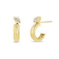 LOZRUNVE 925 Sterling Silver Bezel Marquise Dome Chunky Open C Hoop Fashion Earring Jewelry Manufacturer